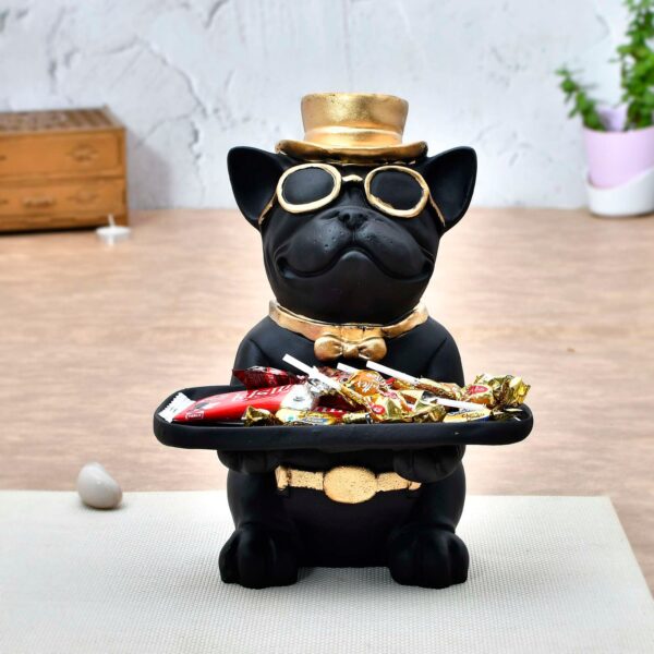 Modern Decor Resin Bulldog Tray Statue