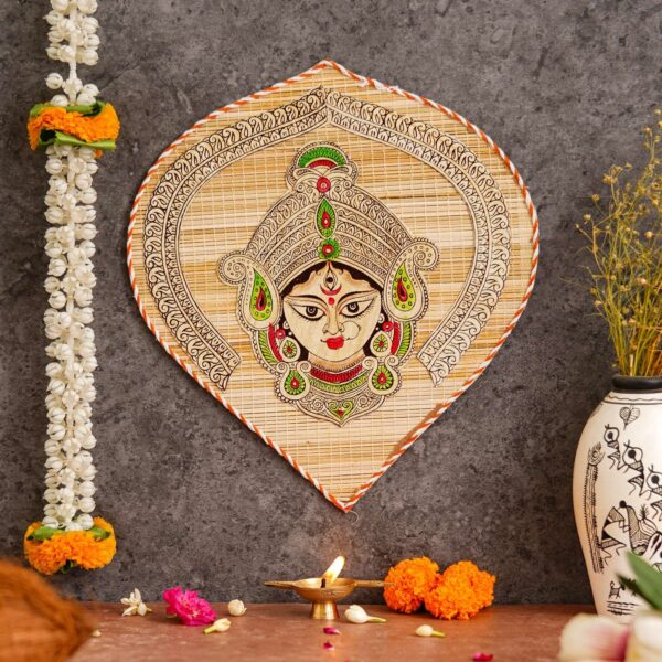 Bamboo Hand Crafted Leaf Design Wall Hangings Of Durga Ji For Home D?cor | Bamboo Art For Wall Decor